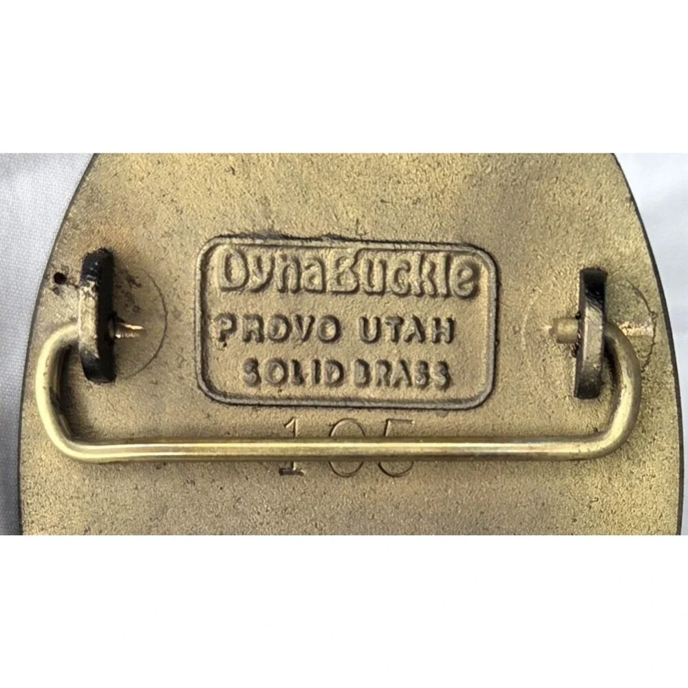 Dynabuckle Buffalo Silhouette Brass Belt Buckle Vintage Rare 1980s USA